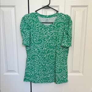 Crown & Ivy Green Paisley Perfect Pima Women's Top Size S